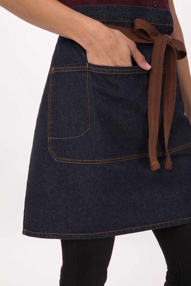 Chef Works Unisex Memphis Half Bistro Apron, Indigo Blue, One Size - Image 5